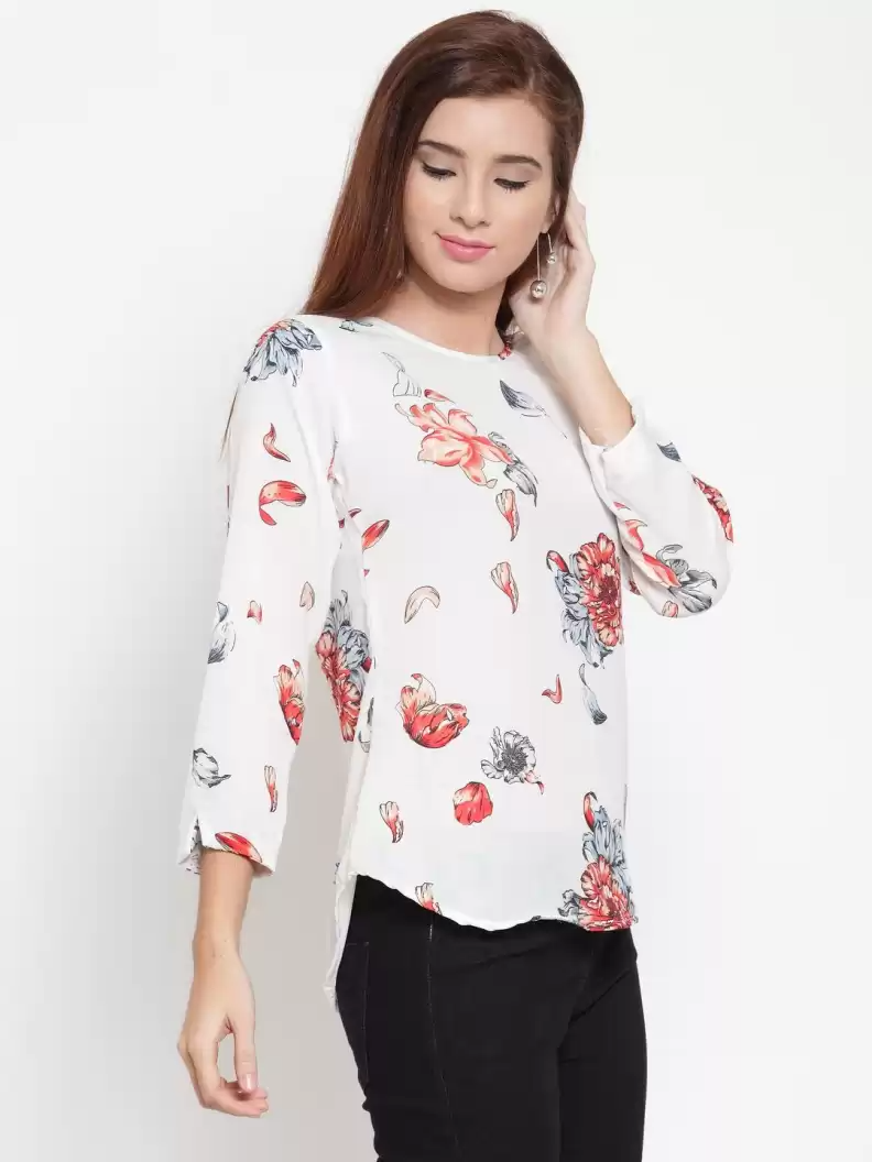 TANDUL  Casual Regular Sleeves Floral Print Women Multicolor Top