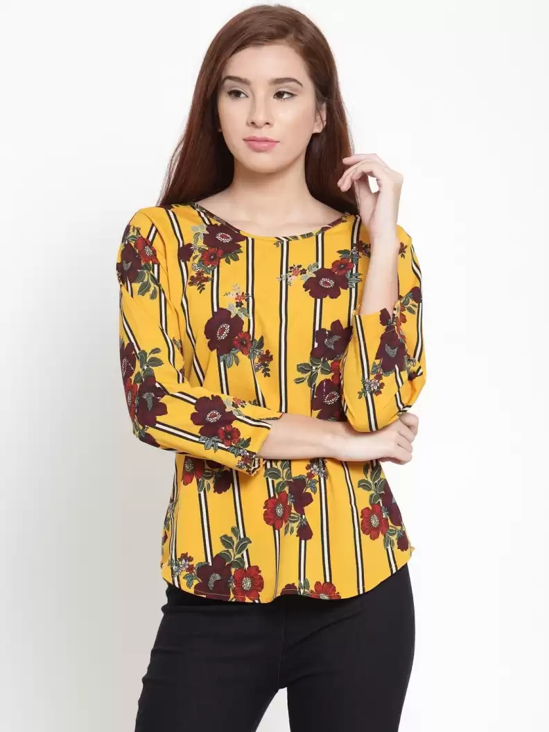 TANDUL  Casual Regular Sleeves Floral Print Women Multicolor Top