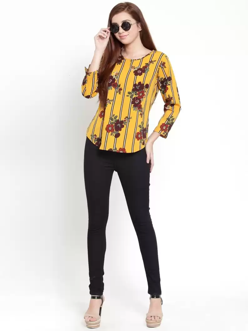 TANDUL  Casual Regular Sleeves Floral Print Women Multicolor Top