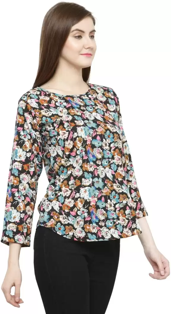 TANDUL  Casual Regular Sleeves Floral Print Women Multicolor Top