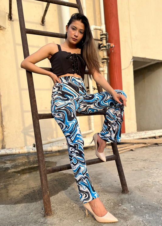 Women Regular Fit Multicolor Lycra Blend Trousers