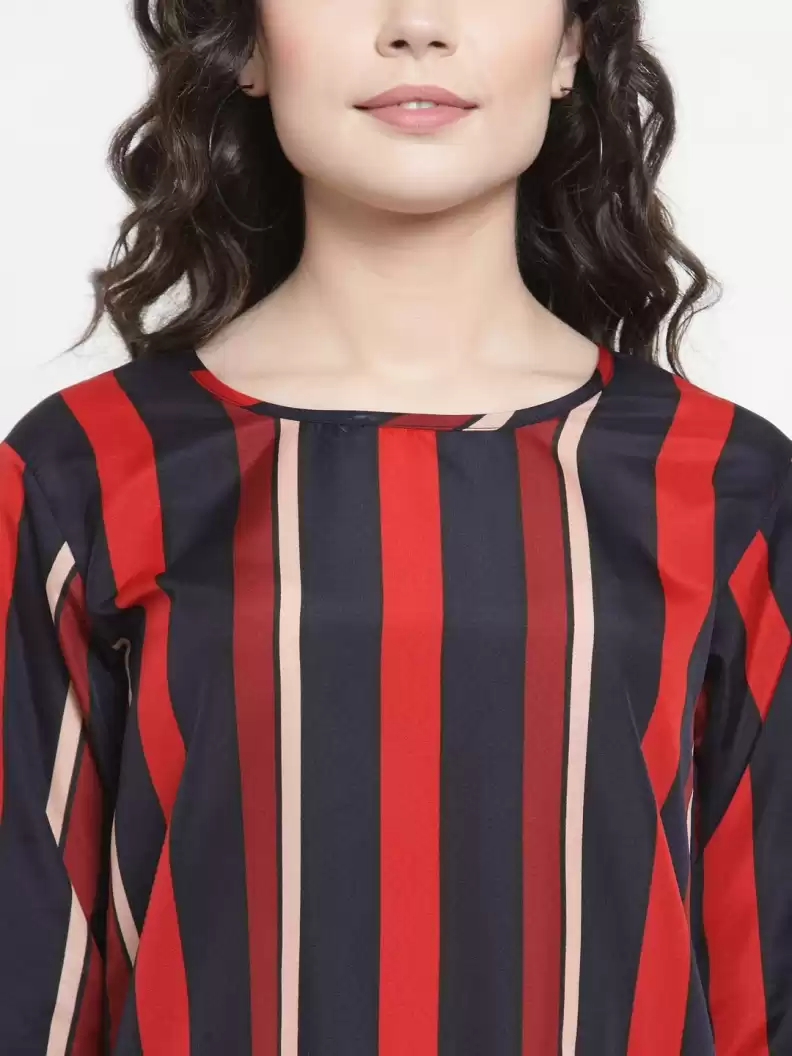 TANDUL  Casual Regular Sleeves Striped Women Multicolor Top