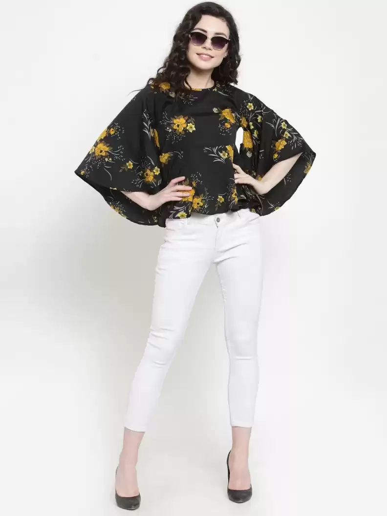 TANDUL  Casual Flared Sleeves Printed Women Multicolor Top