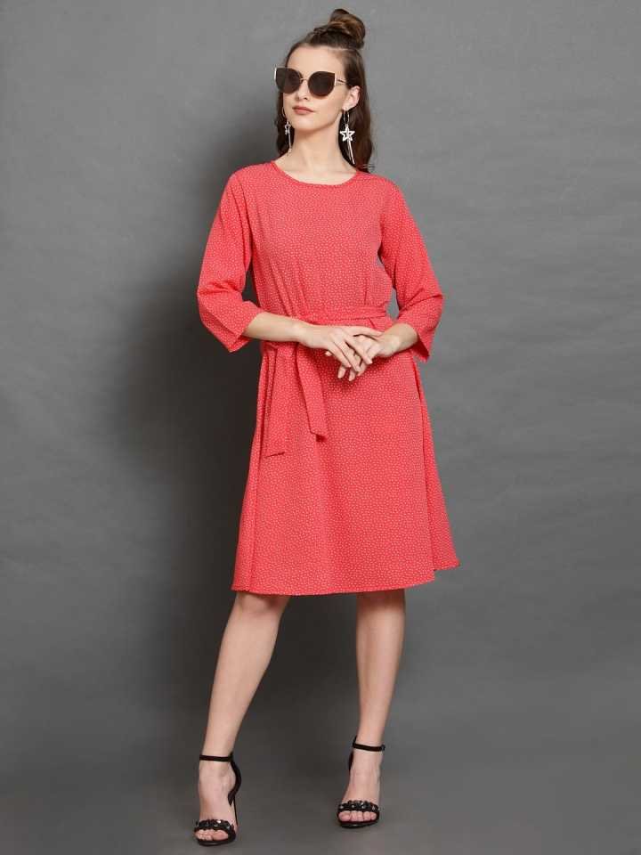 TANDUL  Women Fit and Flare Red Dress