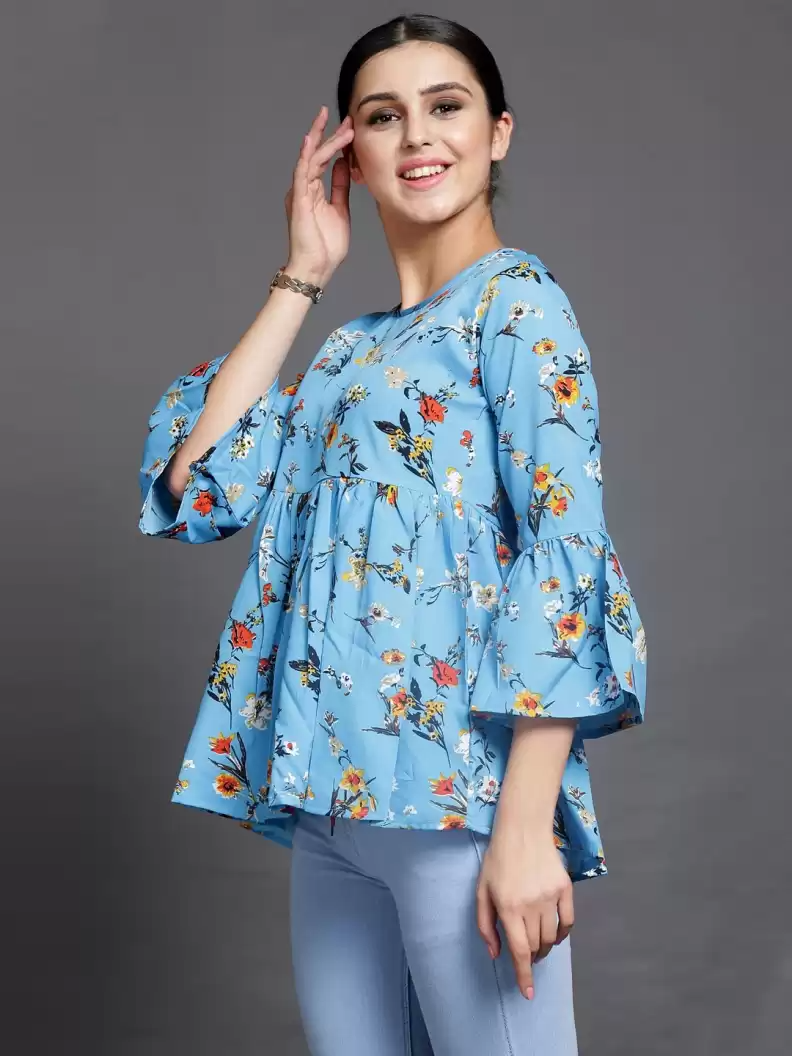 TANDUL  Casual Bell Sleeves Printed Women Multicolor Top