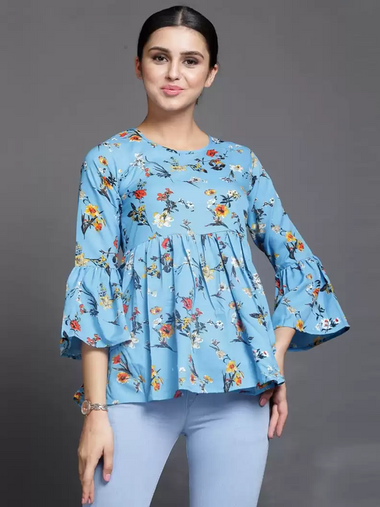 TANDUL  Casual Bell Sleeves Printed Women Multicolor Top