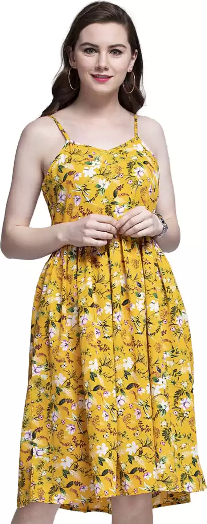 TANDUL  Women Fit and Flare Yellow Dress