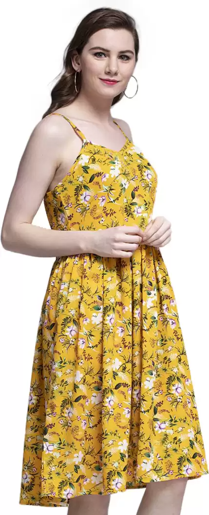 TANDUL  Women Fit and Flare Yellow Dress