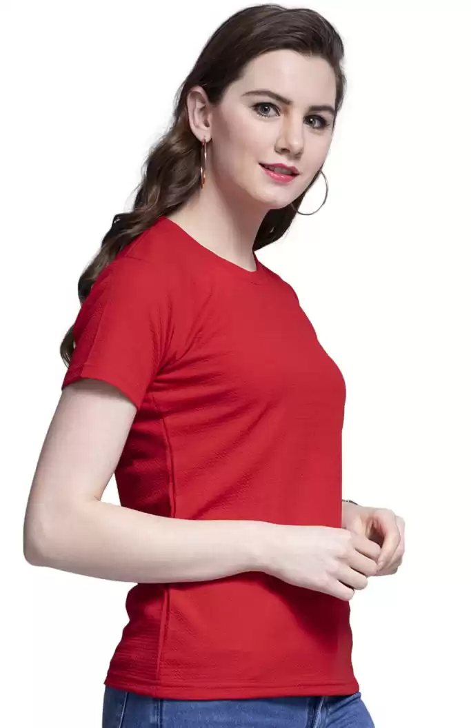 TANDUL  Casual Regular Sleeves Solid Women Red Top