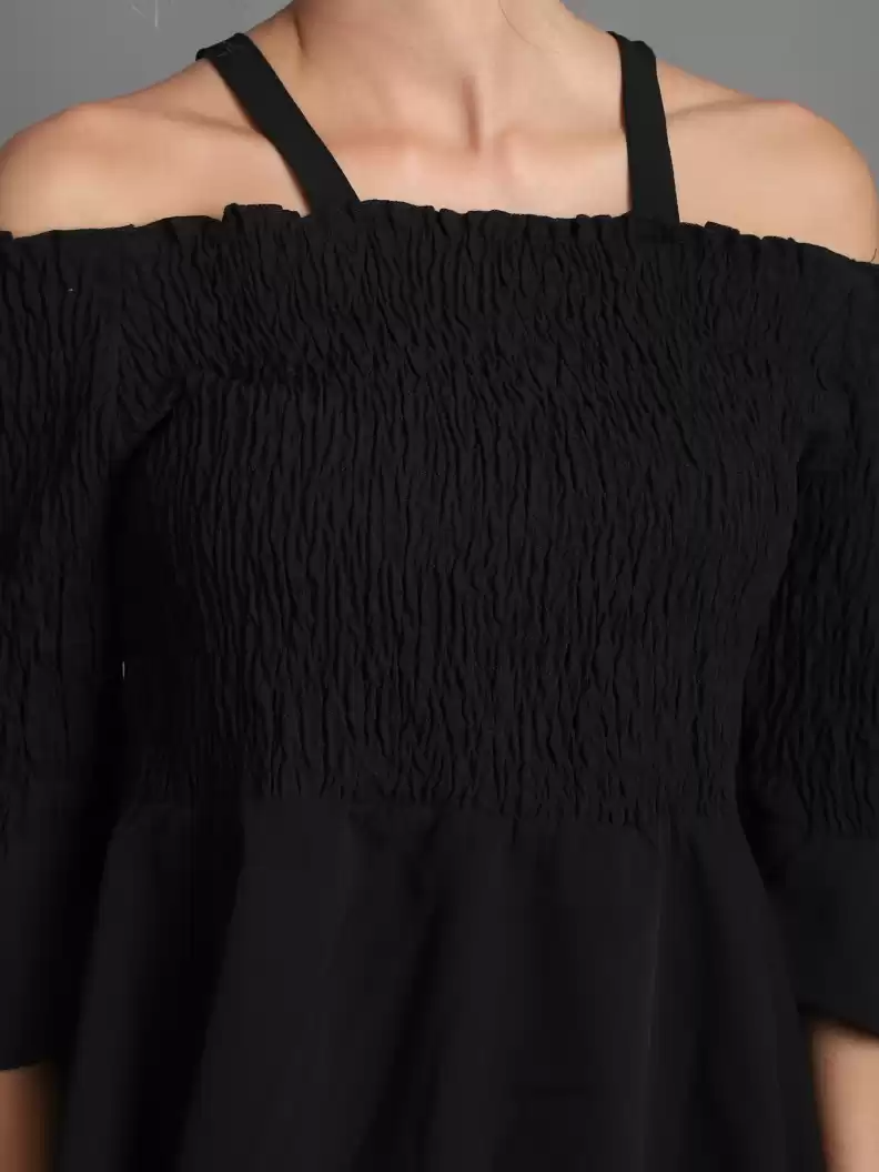 TANDUL  Casual Regular Sleeves Solid Women Black Top