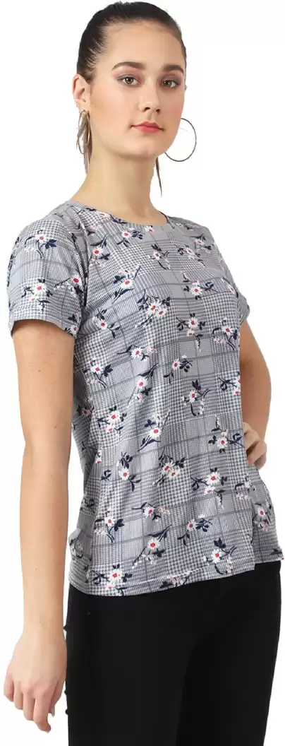 TANDUL  Printed Women Round Neck Multicolor T-Shirt