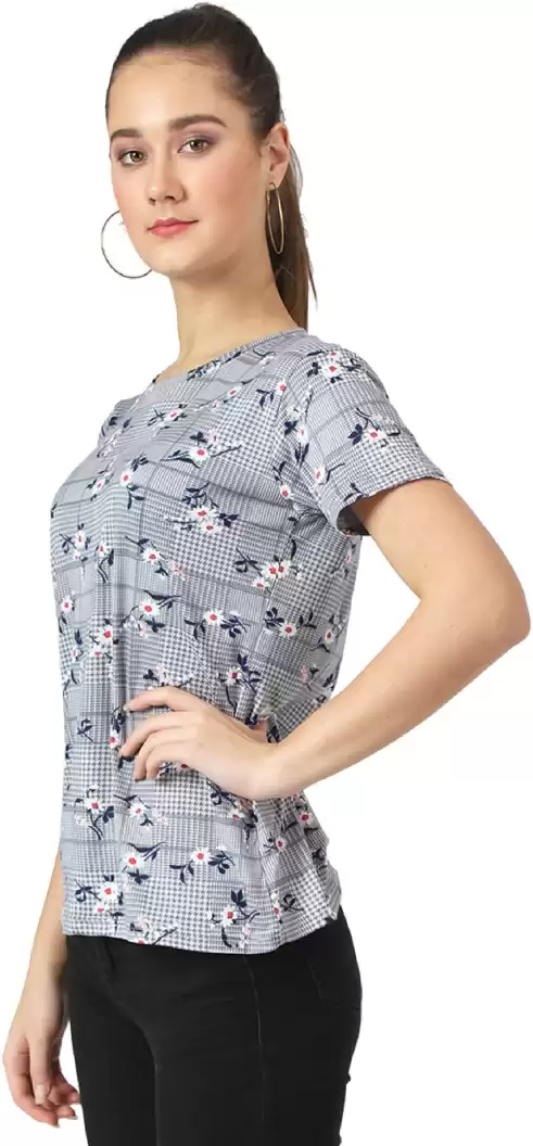 TANDUL  Printed Women Round Neck Multicolor T-Shirt