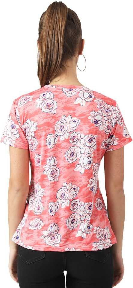 Stacked Flame Printed Women Round Neck Multicolor T-Shirt