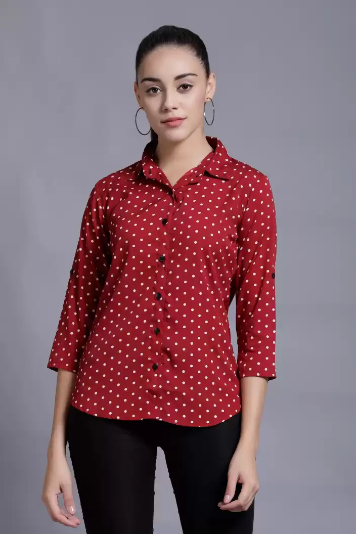Stacked Flame Women Regular Fit Printed Formal Shirt