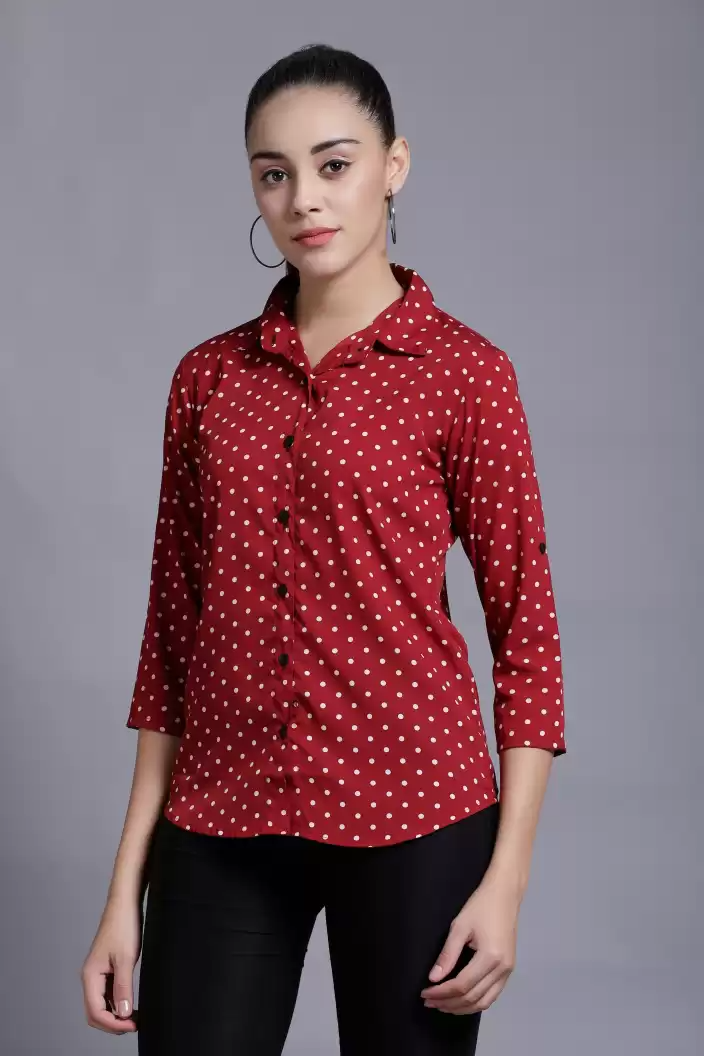 Stacked Flame Women Regular Fit Printed Formal Shirt