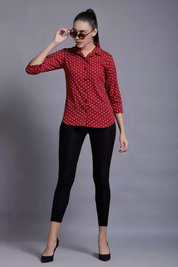 Stacked Flame Women Regular Fit Printed Formal Shirt