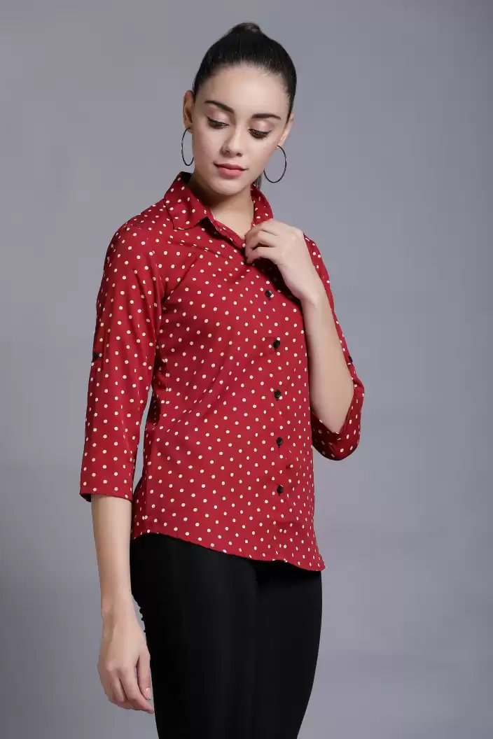 Stacked Flame Women Regular Fit Printed Formal Shirt