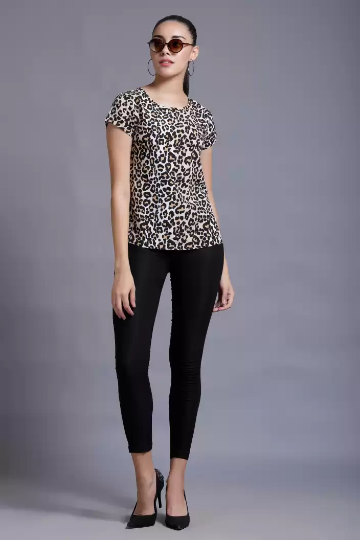 TANDUL  Casual Regular Sleeves Animal Print Women Multicolor Top