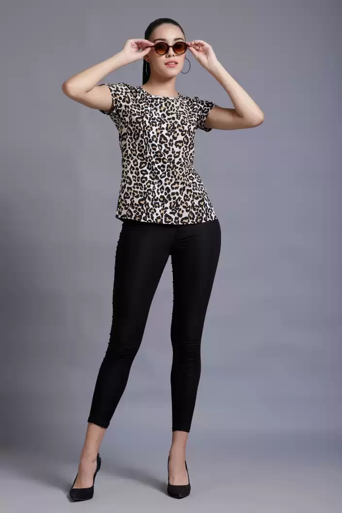 TANDUL  Casual Regular Sleeves Animal Print Women Multicolor Top