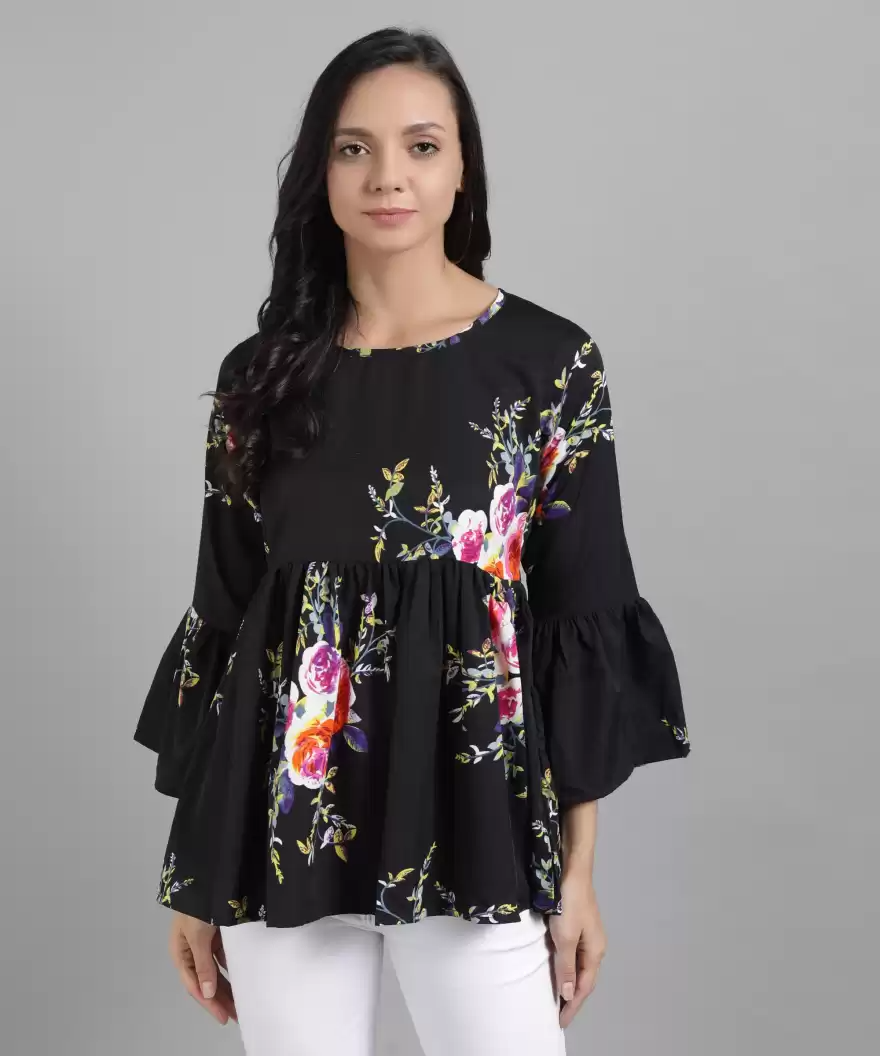 TANDUL  Casual Bell Sleeves Printed Women Multicolor Top