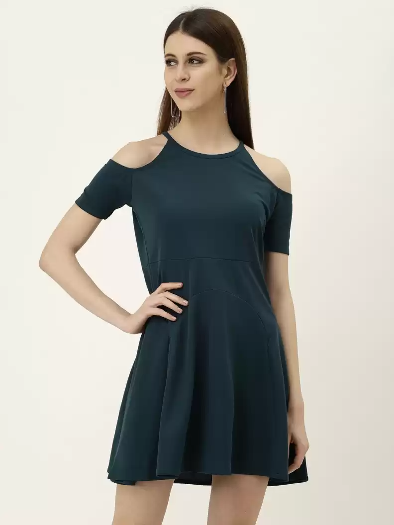 TANDUL  Women A-line Dark Green Dress