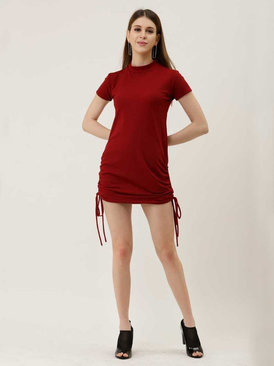 Women Bandage Maroon Dress