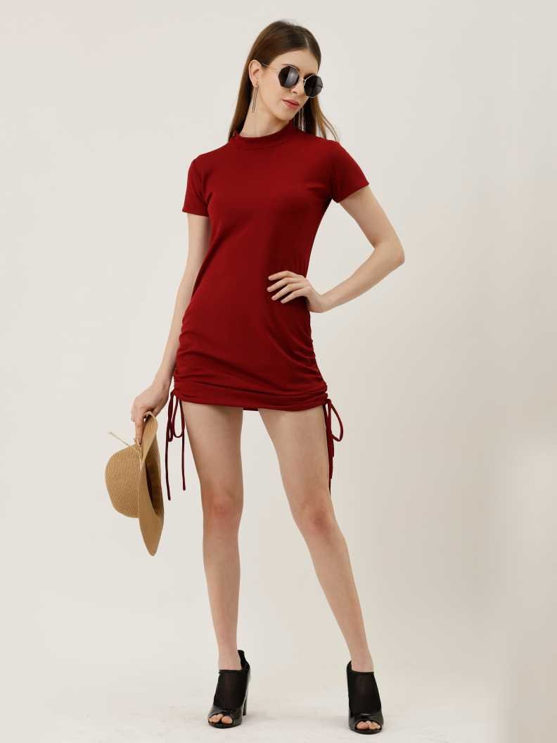 Women Bandage Maroon Dress