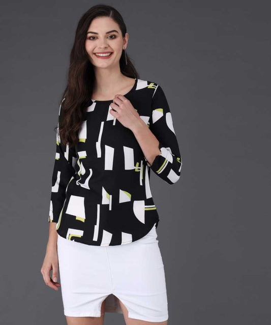 Casual Regular Sleeves Printed Women White Top