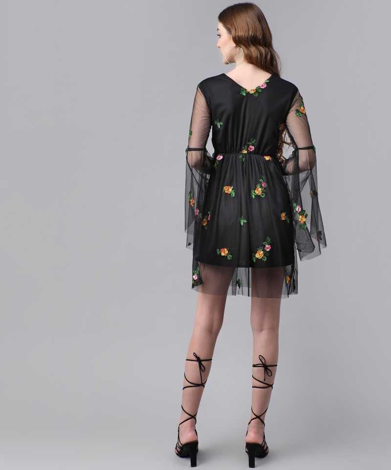 TANDUL  Women Fit and Flare Black Dress