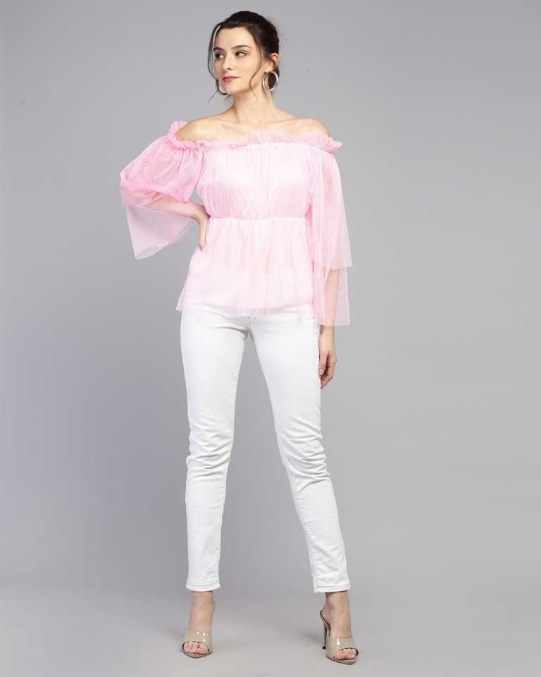 Stacked Flame Casual Regular Sleeves Solid Women Pink Top