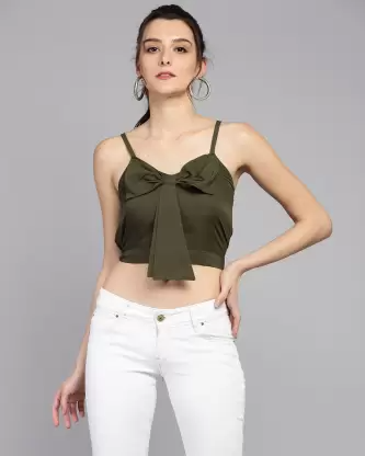 Casual Solid Women Green Top