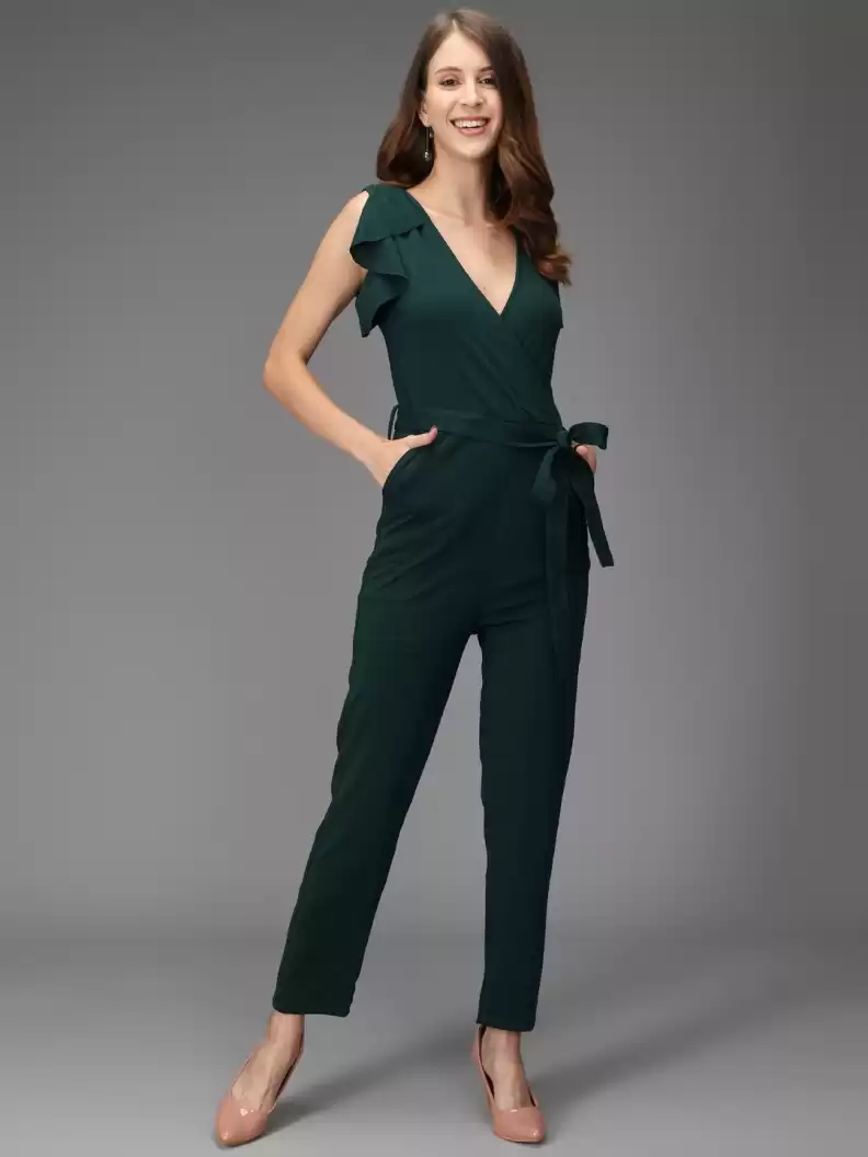 Stacked Flame Solid Women Jumpsuit