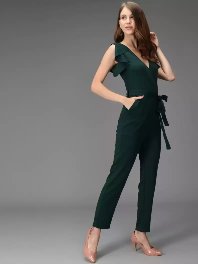 Stacked Flame Solid Women Jumpsuit