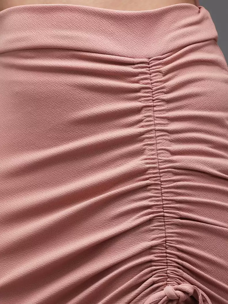 Stacked Flame Women Solid Asymmetric Pink Skirt