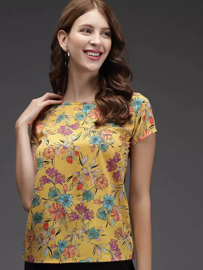 TANDUL  Casual Regular Sleeves Floral Print Women Multicolor Top