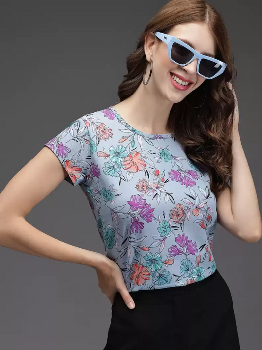 TANDUL  Casual Regular Sleeves Floral Print Women Multicolor Top