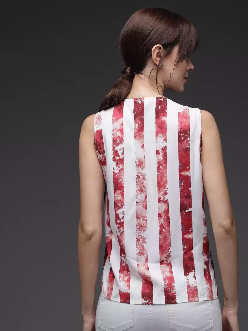 Stacked Flame Women Regular Fit Printed Button Down Collar Formal Shirt