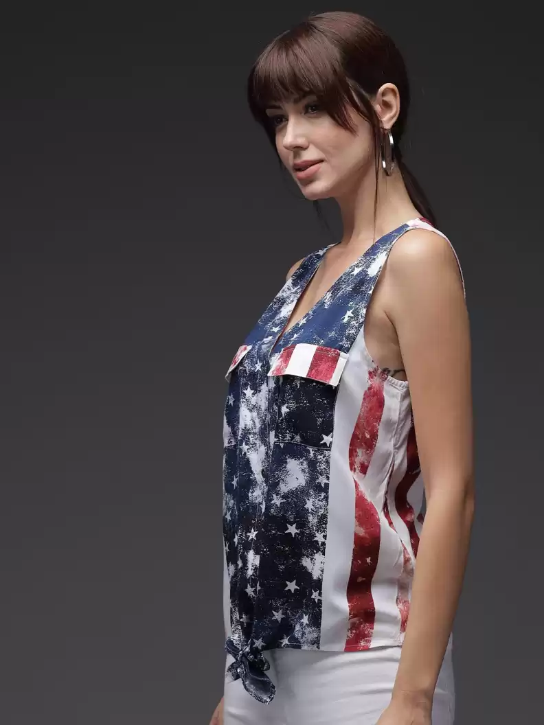 Stacked Flame Women Regular Fit Printed Button Down Collar Formal Shirt