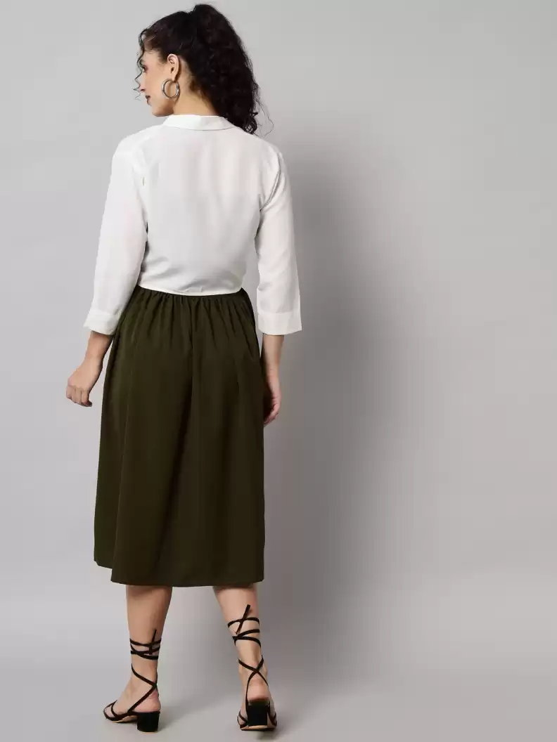 TANDUL  Women Fit and Flare Green Dress