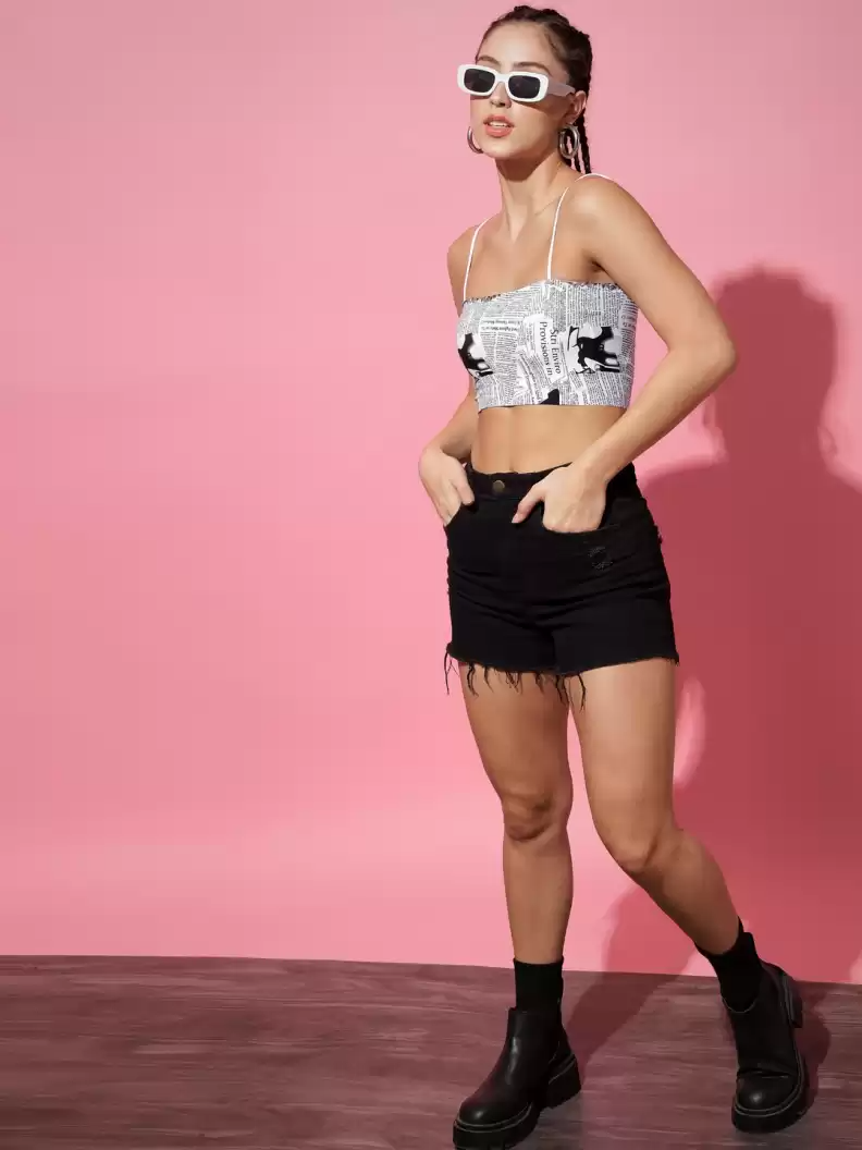 TANDUL  Casual Noodle Straps Printed Women Multicolor Top