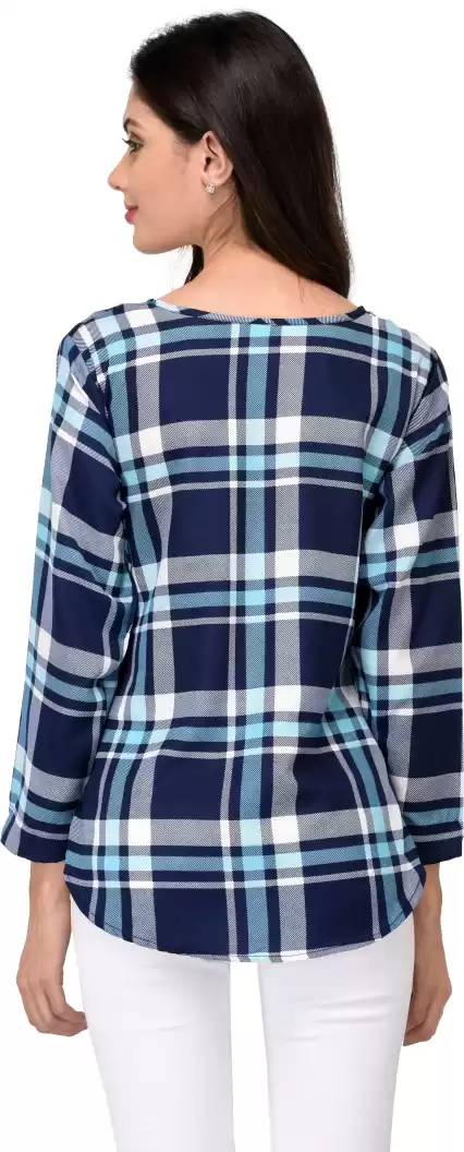 TANDUL  Casual Regular Sleeves Checkered Women Multicolor Top