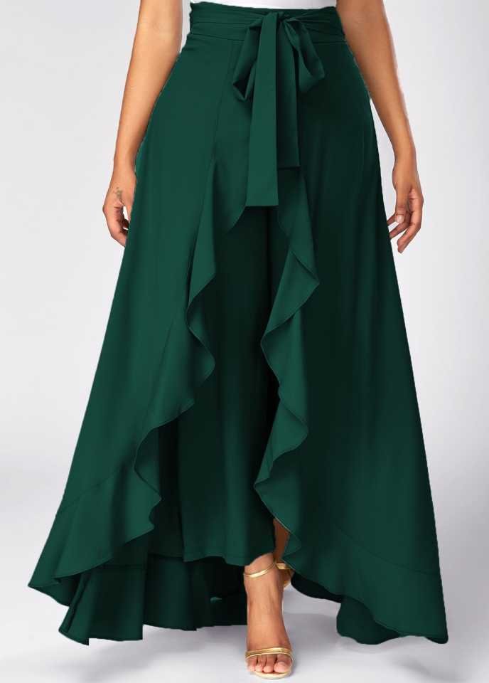 TANDUL  Women Solid Flared Dark Green Skirt