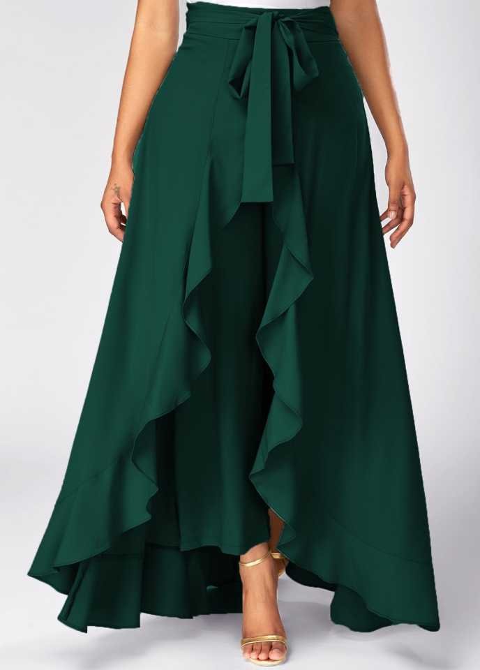 TANDUL INSTA  Women Solid Flared Dark Green Skirt