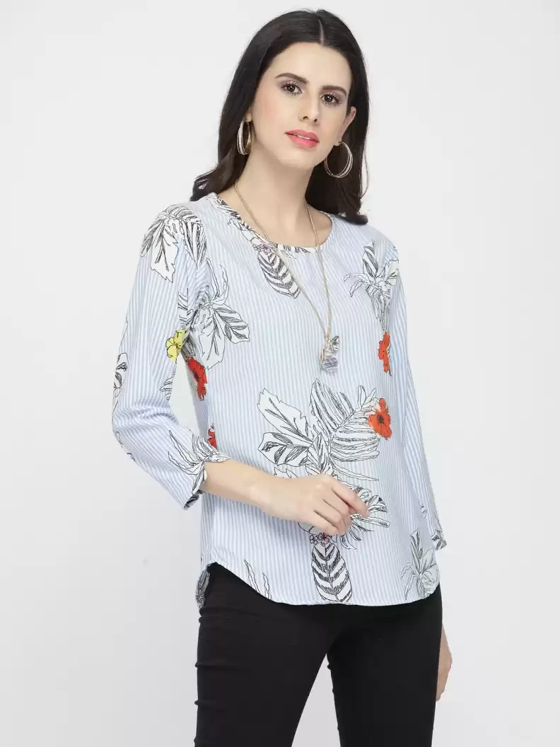 TANDUL  Casual Regular Sleeves Printed Women Multicolor Top