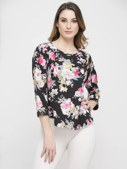 ZARVEY  Casual Regular Sleeves Printed Women Multicolor Top