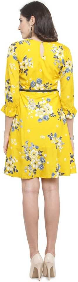 TANDUL  Women Fit and Flare Yellow Dress