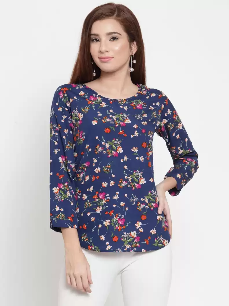 TANDUL  Casual Regular Sleeves Floral Print Women Multicolor Top