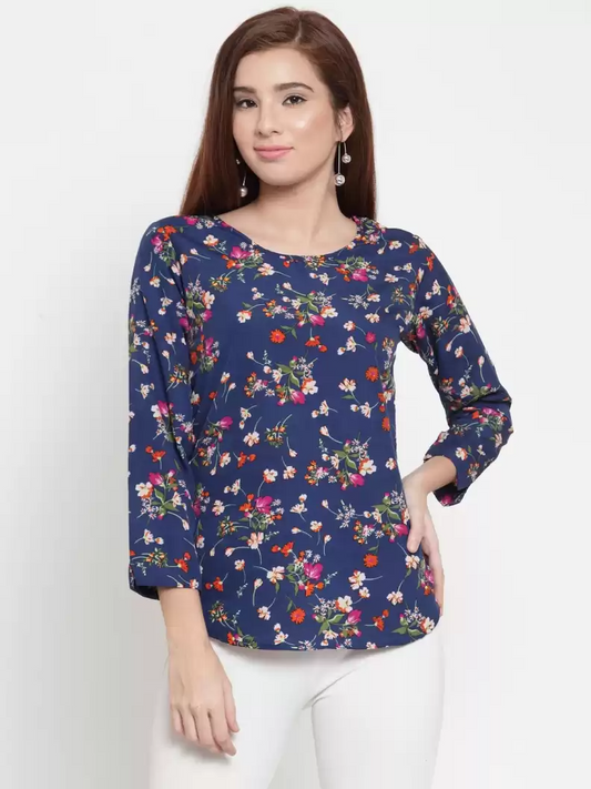 TANDUL  Casual Regular Sleeves Floral Print Women Multicolor Top