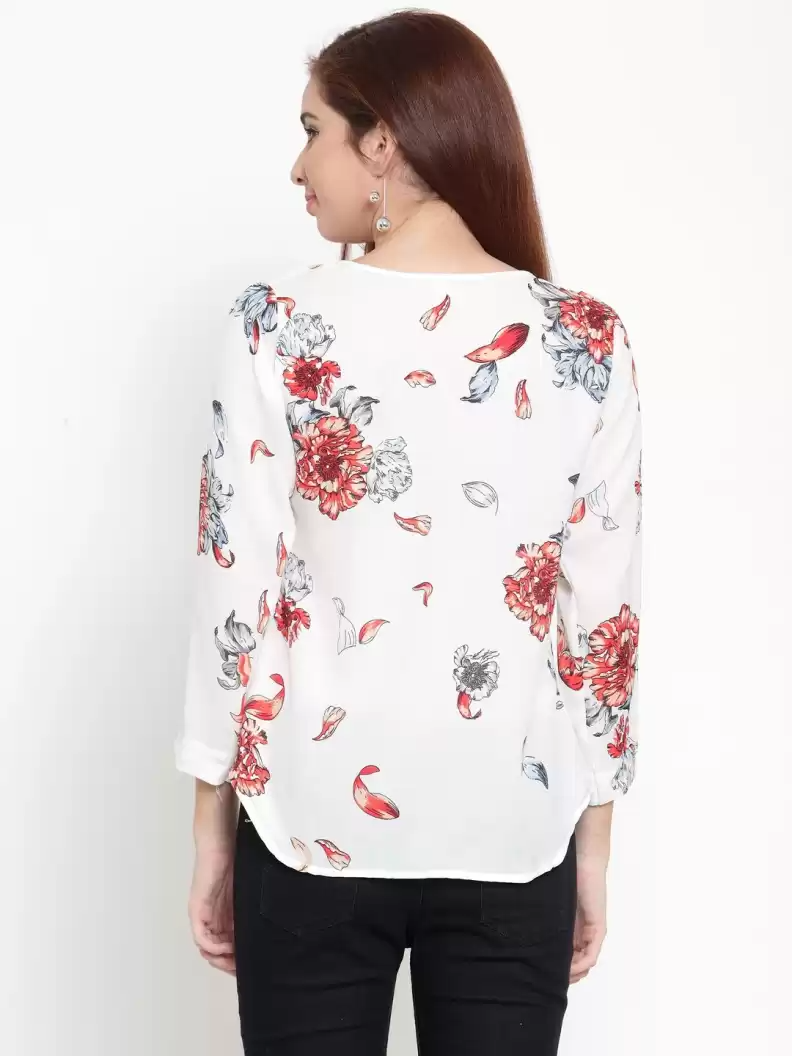 TANDUL  Casual Regular Sleeves Floral Print Women Multicolor Top