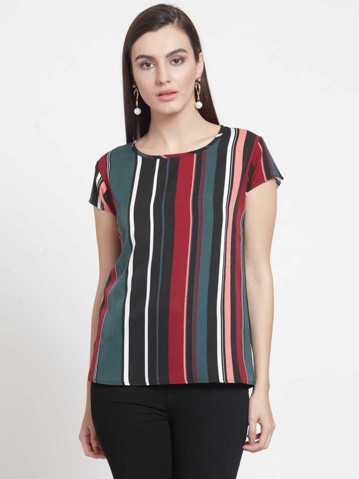 TANDUL  Casual Regular Sleeves Striped Women Multicolor Top